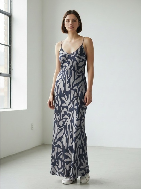 O'Neill Other - O'Neill Navy and off White Printed Maxi Slip Dress Swim Suit Cover Up Size Small